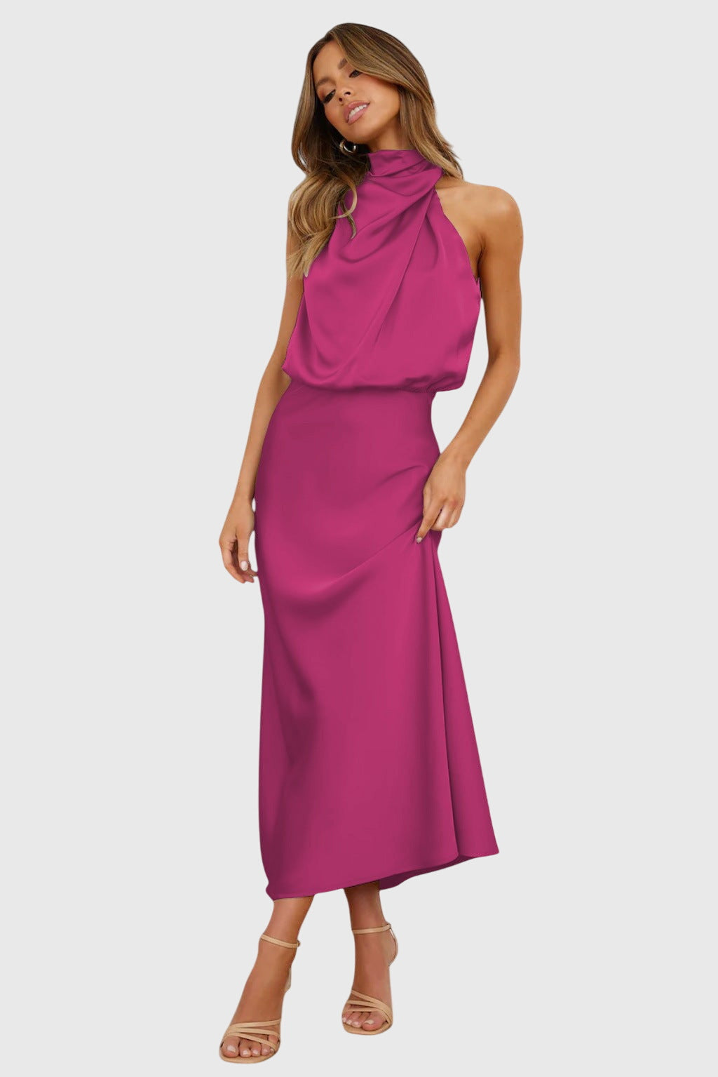 Ava™ | Luxe Satin Halter Dress