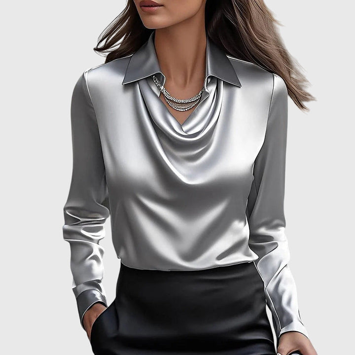Luna™ - Elegant Drape-Neck Blouse