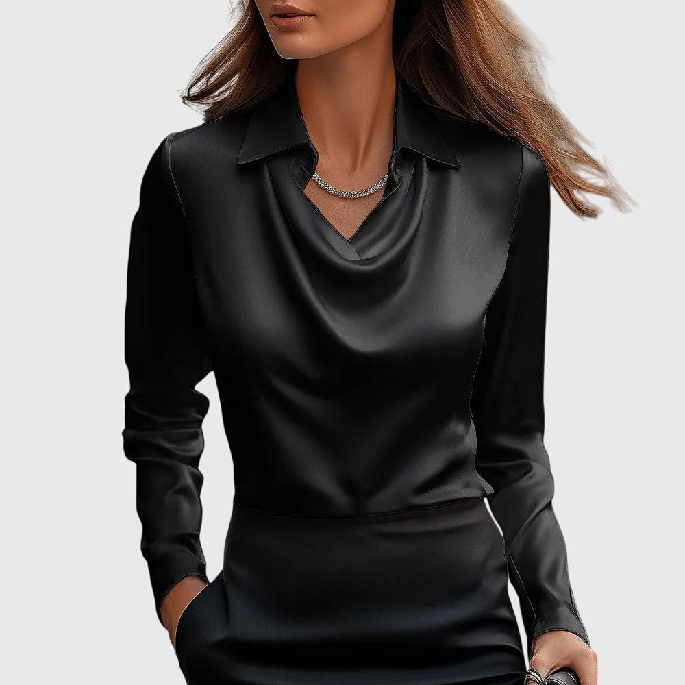 Luna™ - Elegant Drape-Neck Blouse