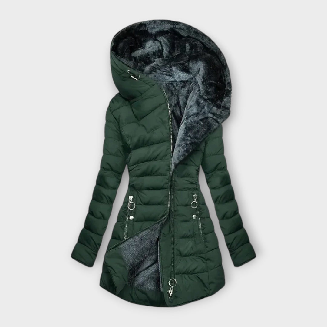 Chic Hooded Puffer Coat in Luxe Fabric
