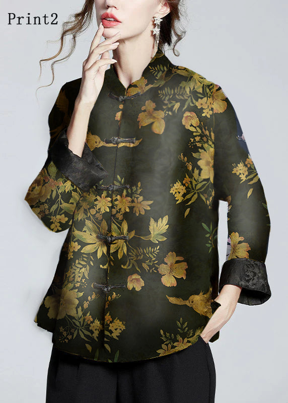 Silk Stand Collar Coat in Golden Brown