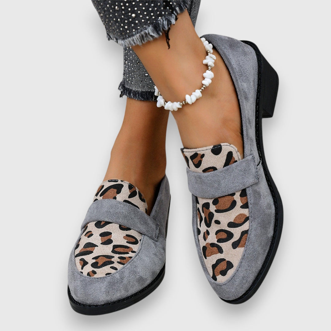 Sandra | Suede Loafers with Leopard Detail