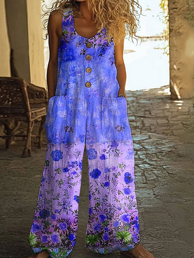 Violet | Vintage Floral Patchwork Jumpsuit