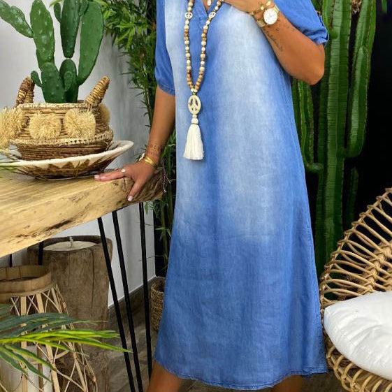 Allison™ – Relaxed V-Neck Summer Tunic Dress