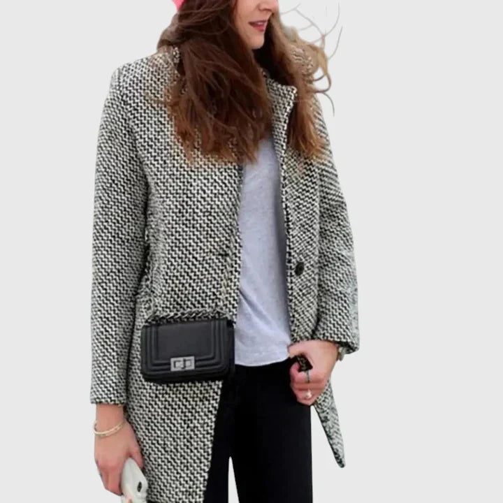 Evelina™ | Houndstooth Long Coat