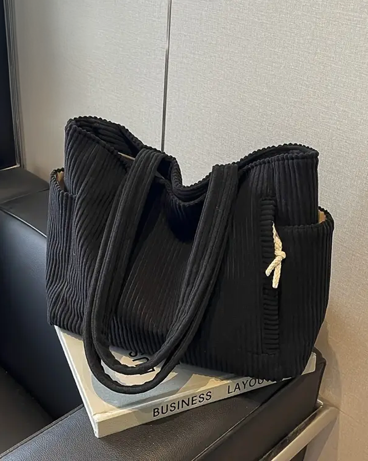 Amelie™ | Ribbed Tote Bag with Cord Detail