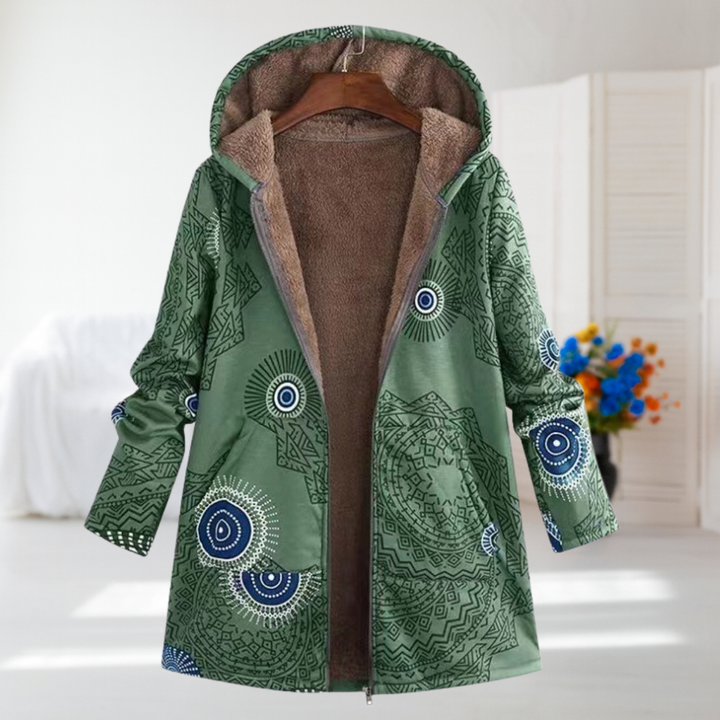 Alma | Green Artistic Hooded Coat