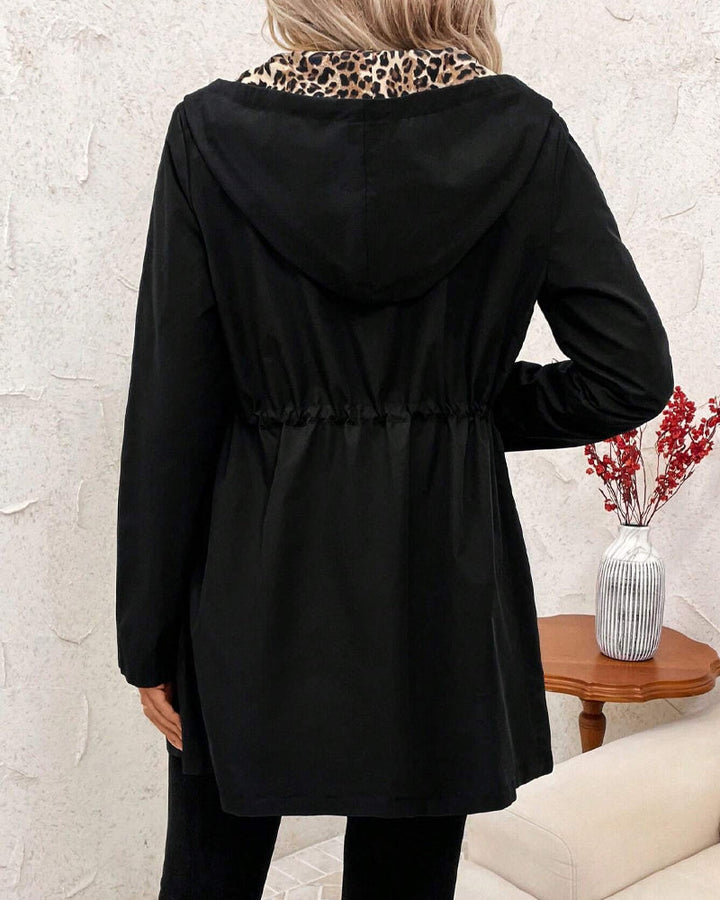 Leopard Print Reversible Hooded Coat in Luxe Fabric