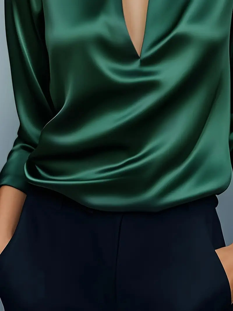 Naya™ – Elegant V-Neck Blouse for Day-to-Night Confidence