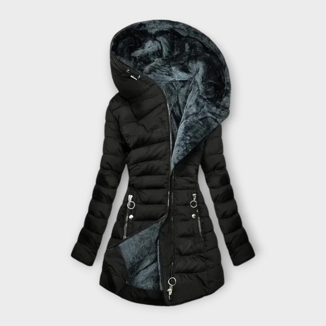 Chic Hooded Puffer Coat in Luxe Fabric