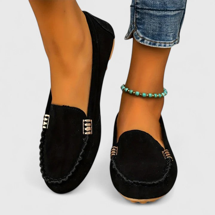 Kacey | Suede Loafers with Stitch Detail