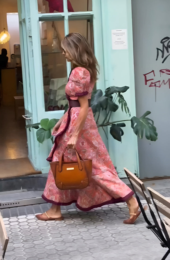 Maeve™ – Elegant Rose Maxi Dress with Soft Feminine Charm