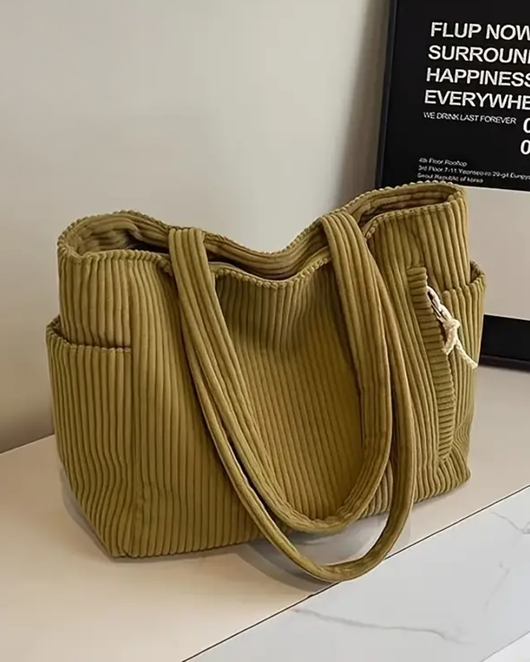 Amelie™ | Ribbed Tote Bag with Cord Detail
