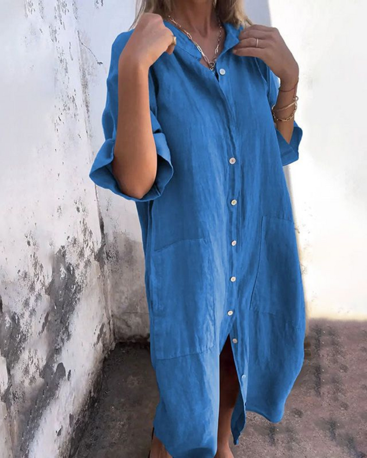 Connie™ – Boho-Inspired Casual Shirt Dress in Breezy Knee-Length