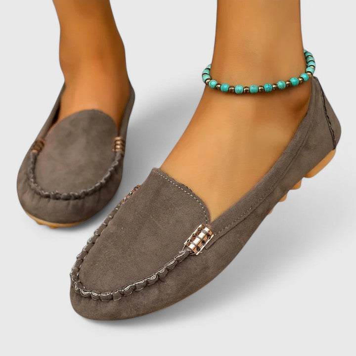 Kacey | Suede Loafers with Stitch Detail