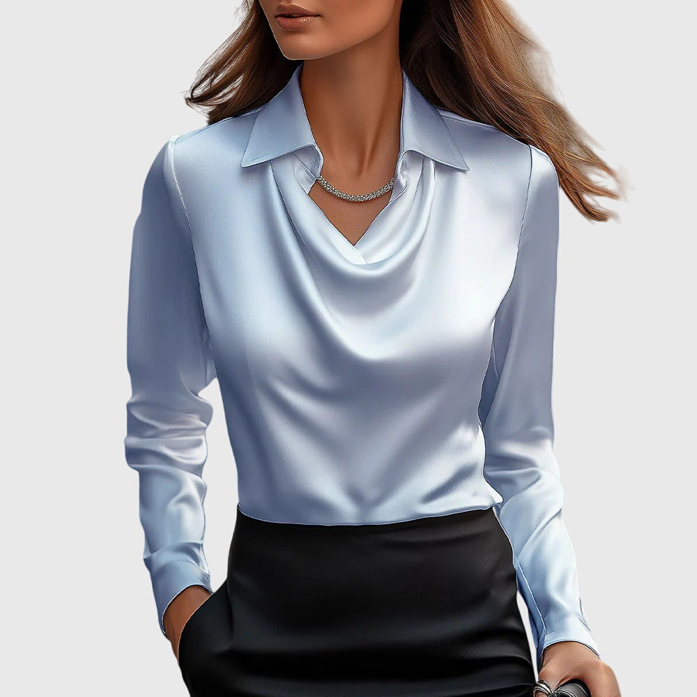 Luna™ - Elegant Drape-Neck Blouse