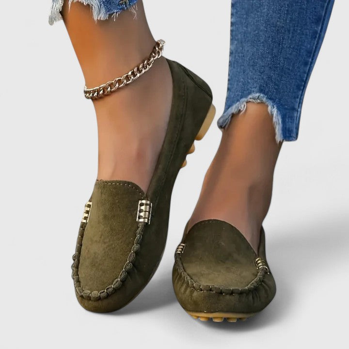 Kacey | Suede Loafers with Stitch Detail