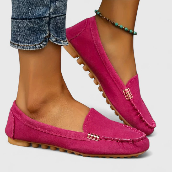 Kacey | Suede Loafers with Stitch Detail
