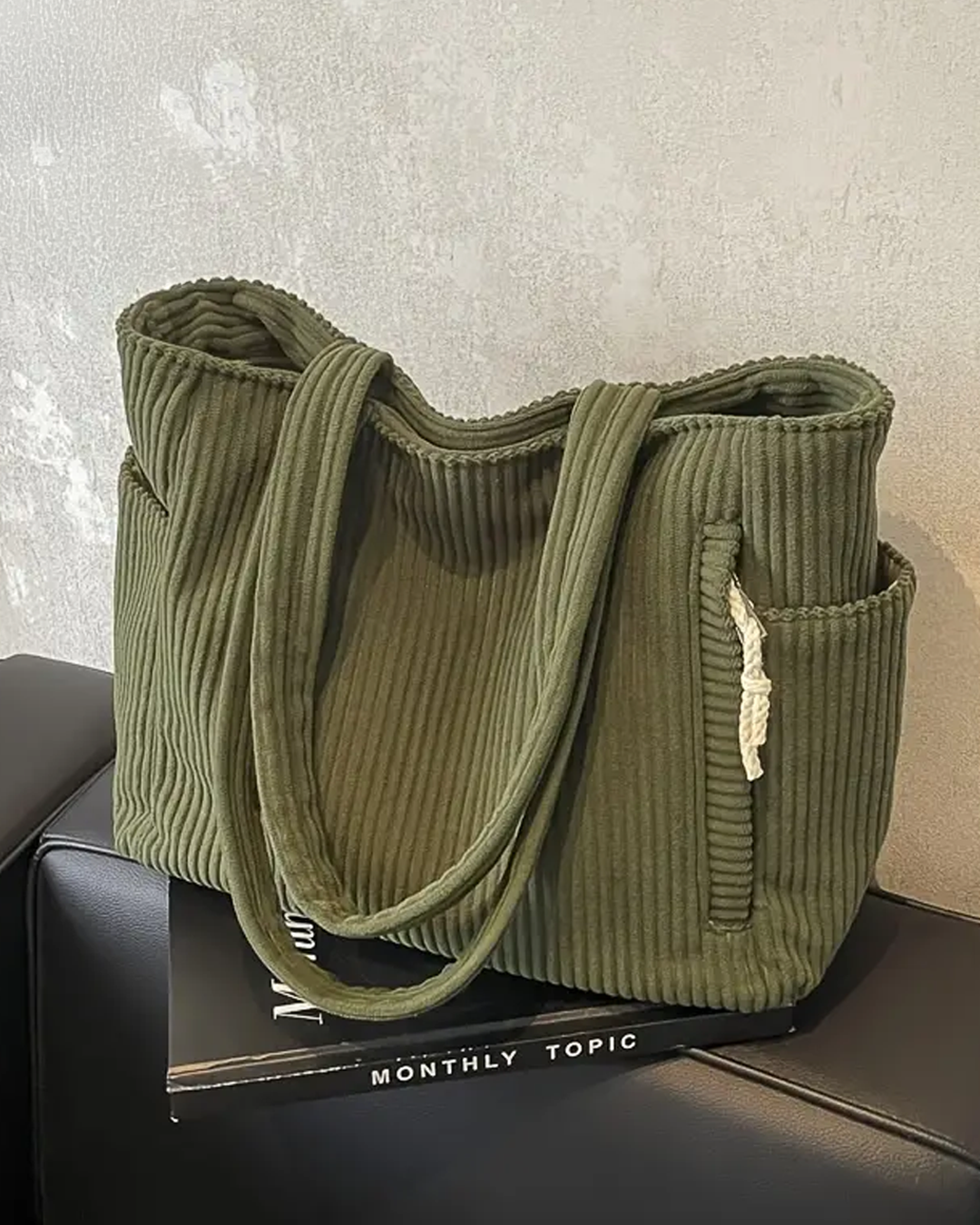 Amelie™ | Ribbed Tote Bag with Cord Detail