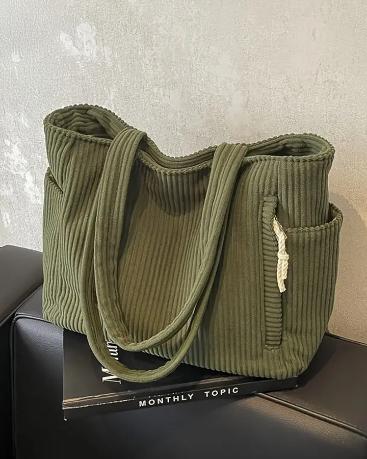 Amelie™ | Ribbed Tote Bag with Cord Detail