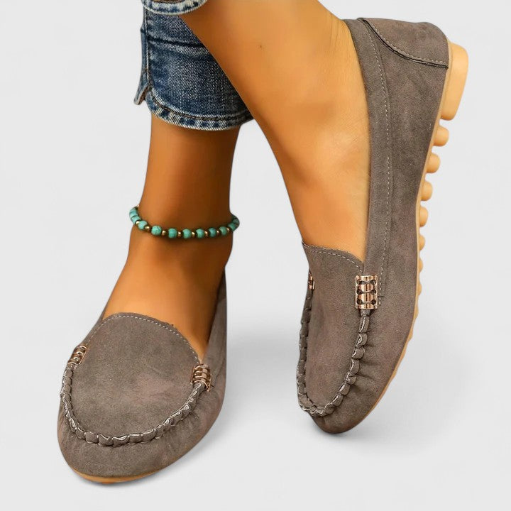 Kacey | Suede Loafers with Stitch Detail