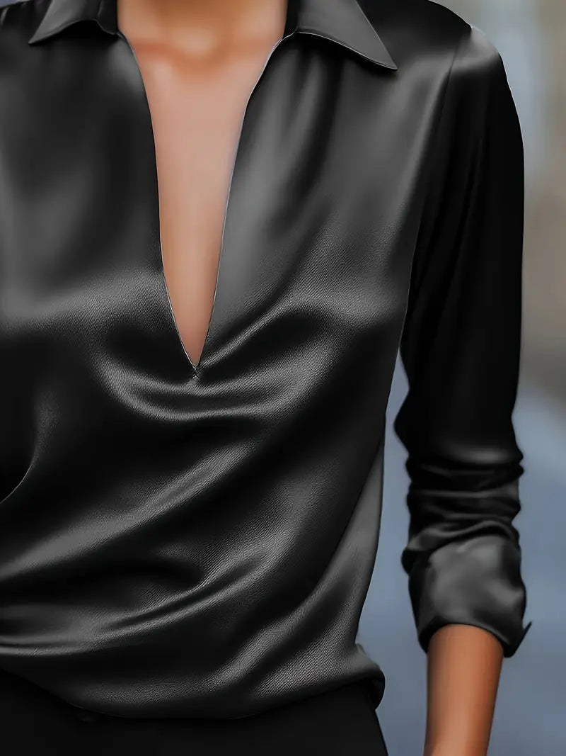 Naya™ – Elegant V-Neck Blouse for Day-to-Night Confidence