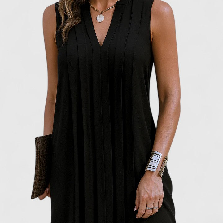 Clarhild™ | V-Neck Silhouette Dress in Luxe Fabric