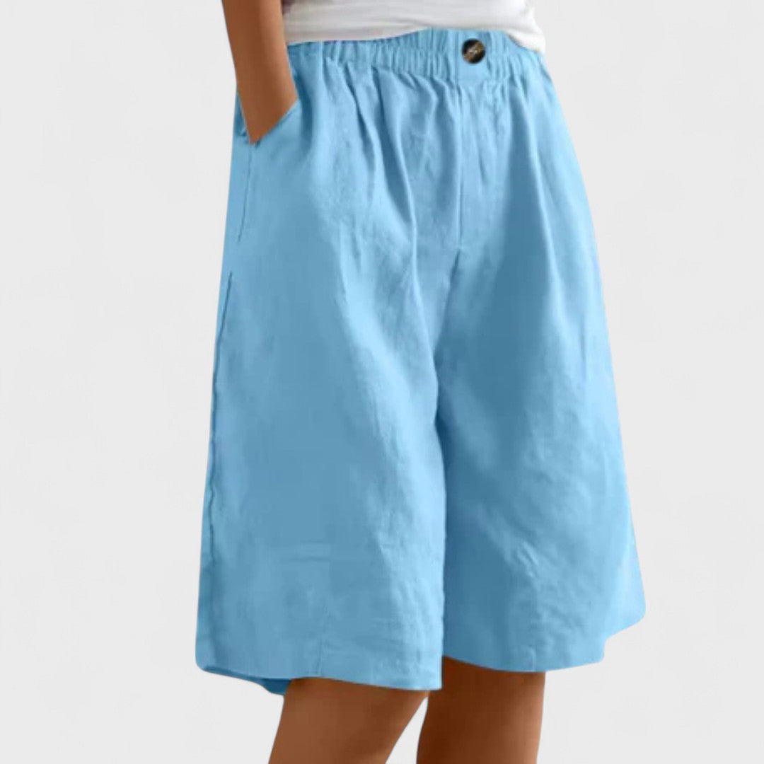 Amanda™ – Effortless Wide-Leg Linen Blend Shorts
