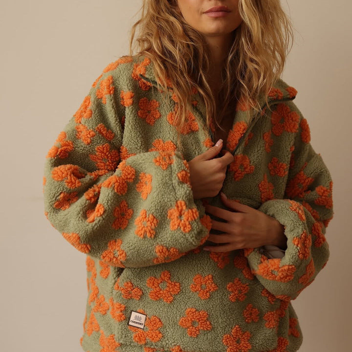 Daisy | Luxe Floral Fleece Zip Pullover