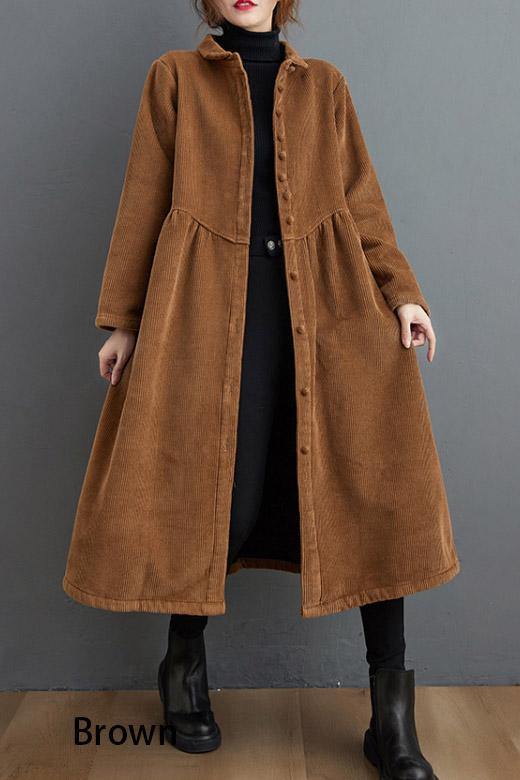 Limited Edition Cinched Corduroy Coat in Elegant Blackish Green