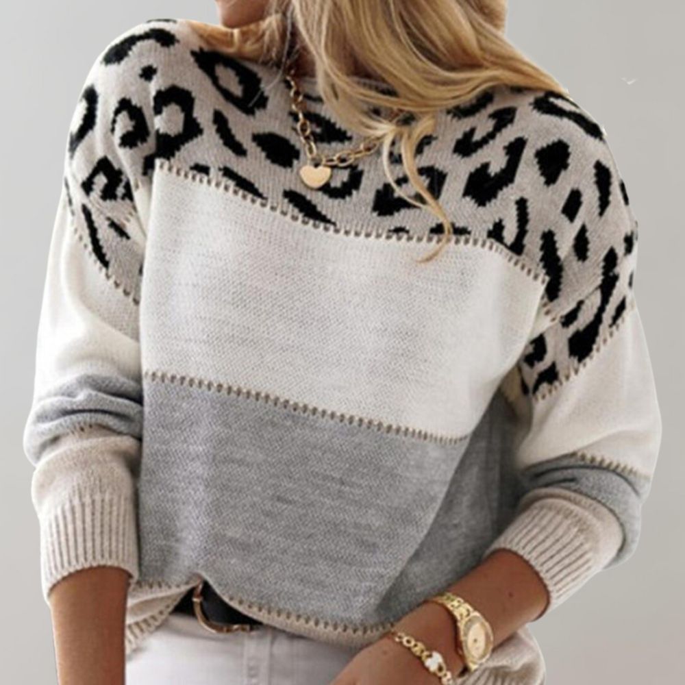 Diane | Luxe Knit Sweater with Leopard Accents