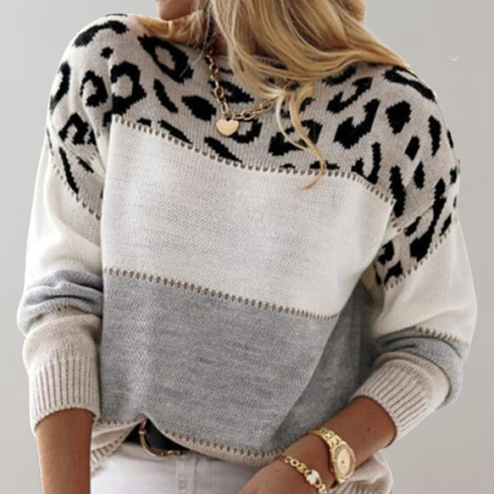 Diane | Luxe Knit Sweater with Leopard Accents