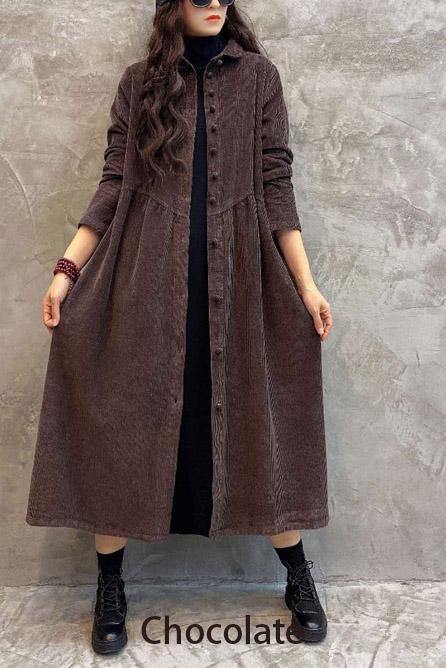 Limited Edition Cinched Corduroy Coat in Elegant Blackish Green