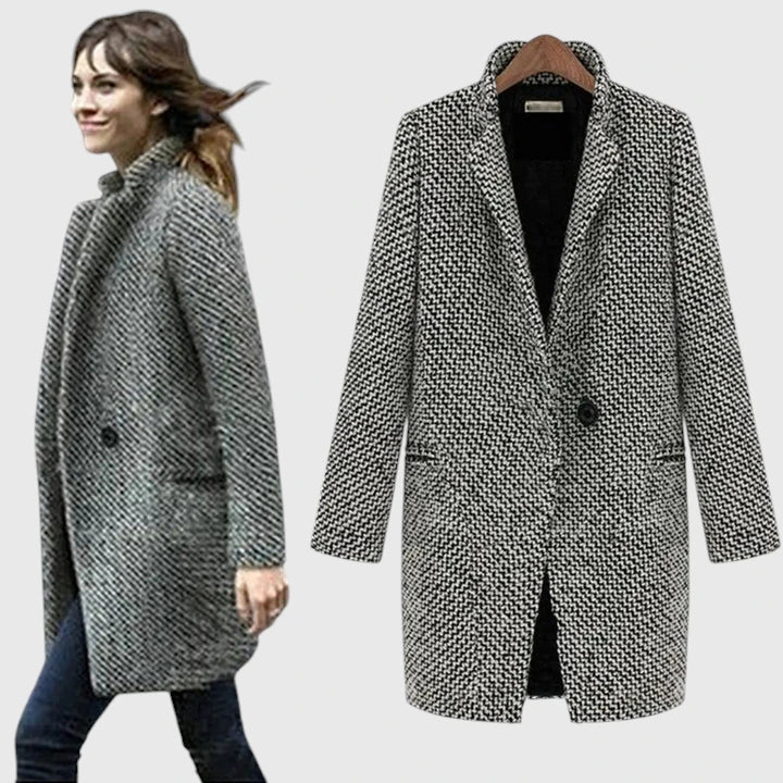 Evelina™ | Houndstooth Long Coat