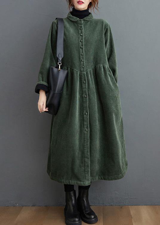 Limited Edition Cinched Corduroy Coat in Elegant Blackish Green