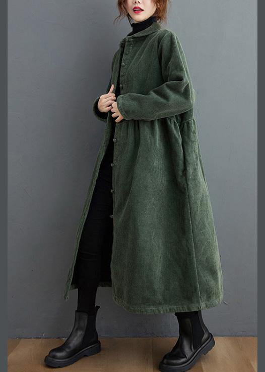 Limited Edition Cinched Corduroy Coat in Elegant Blackish Green