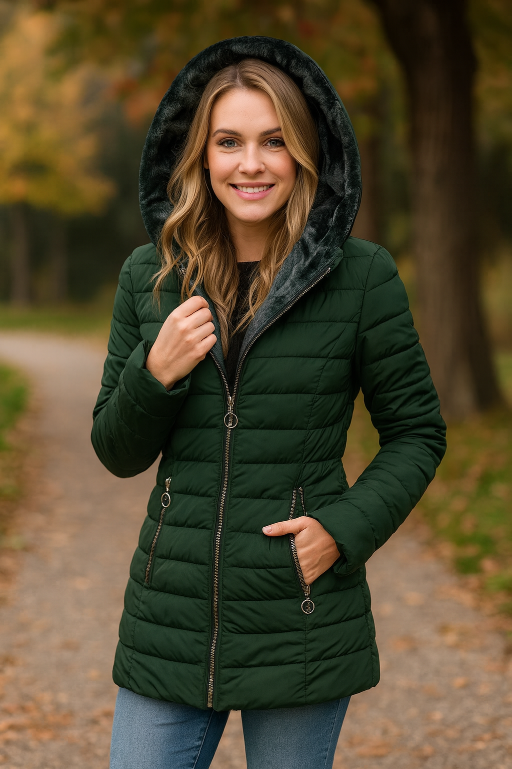 Chic Hooded Puffer Coat in Luxe Fabric