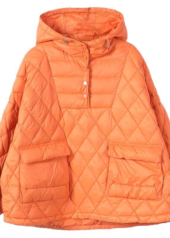 Chic Orange Plus Size Hooded Puffer Jacket - Luxurious Comfort