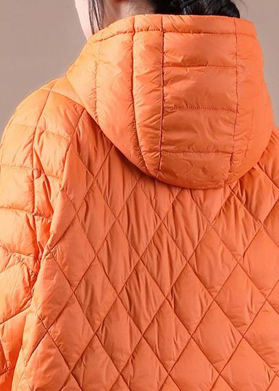 Chic Orange Plus Size Hooded Puffer Jacket - Luxurious Comfort