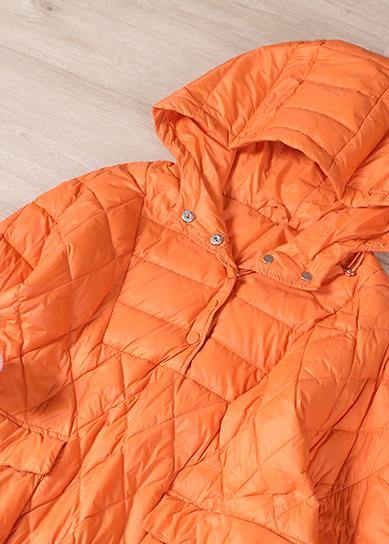 Chic Orange Plus Size Hooded Puffer Jacket - Luxurious Comfort