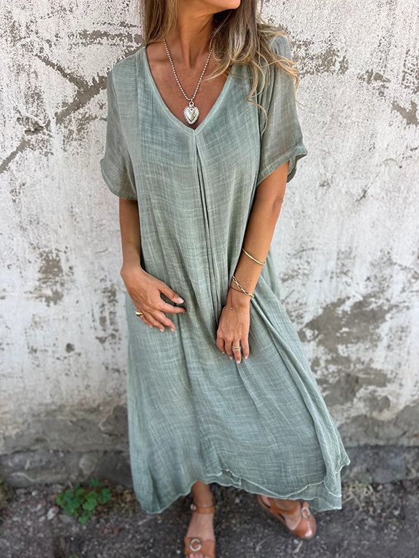 Emily™ – Loose-Fit V-Neck Summer Dress