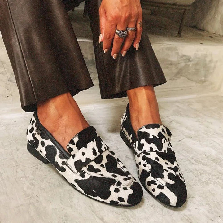 Chic Animal Print Leather Loafers