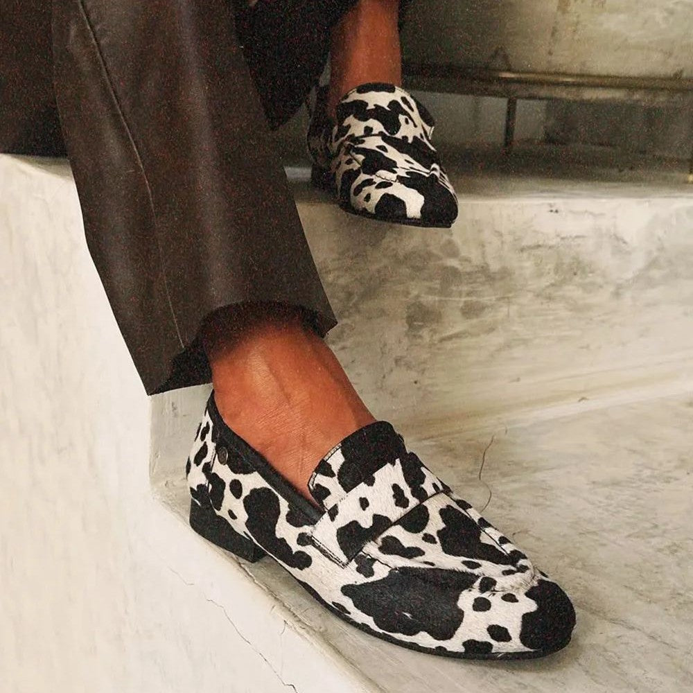 Chic Animal Print Leather Loafers