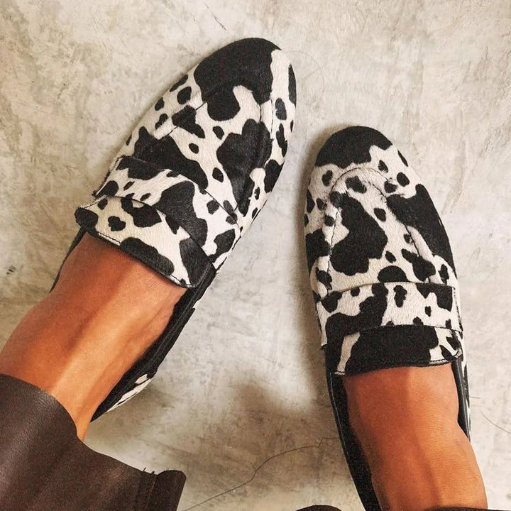 Chic Animal Print Leather Loafers