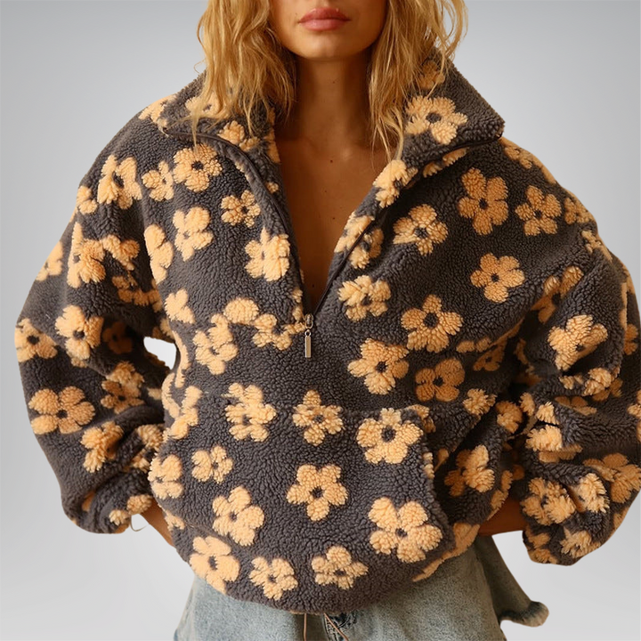 Daisy | Luxe Floral Fleece Zip Pullover