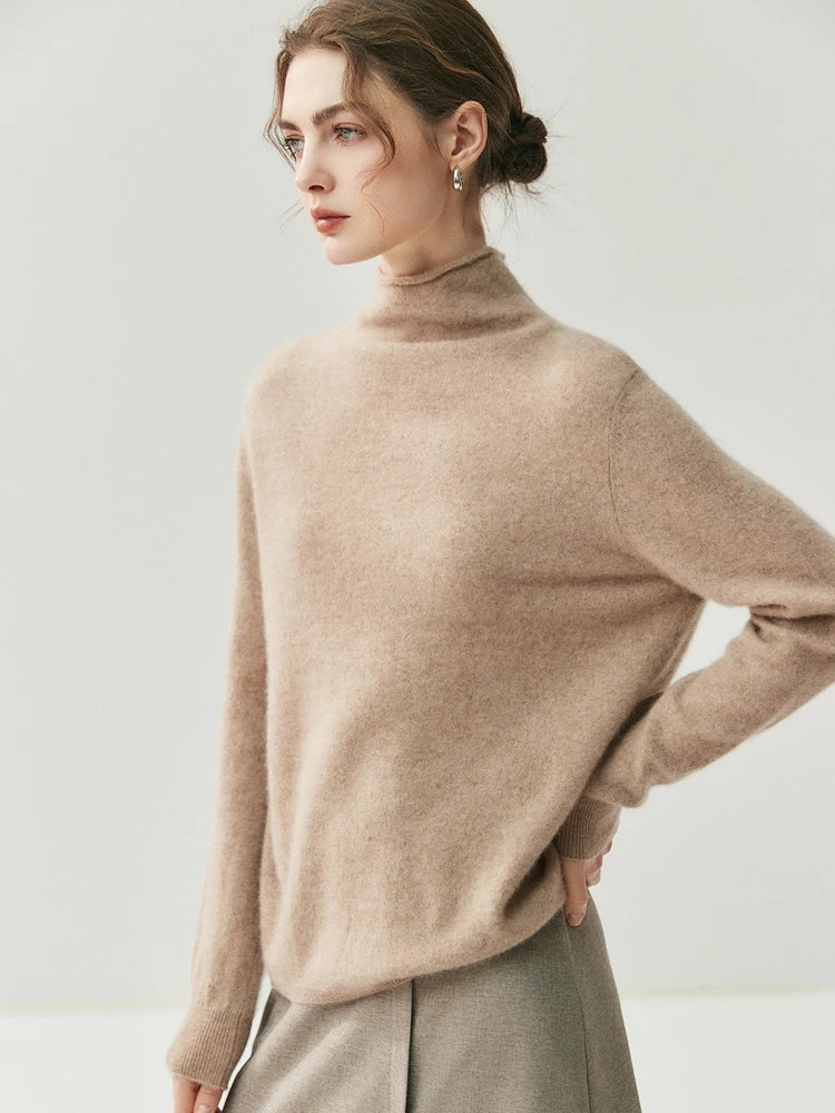 Solène | Cashmere Blend Sweater with Back Button Placket