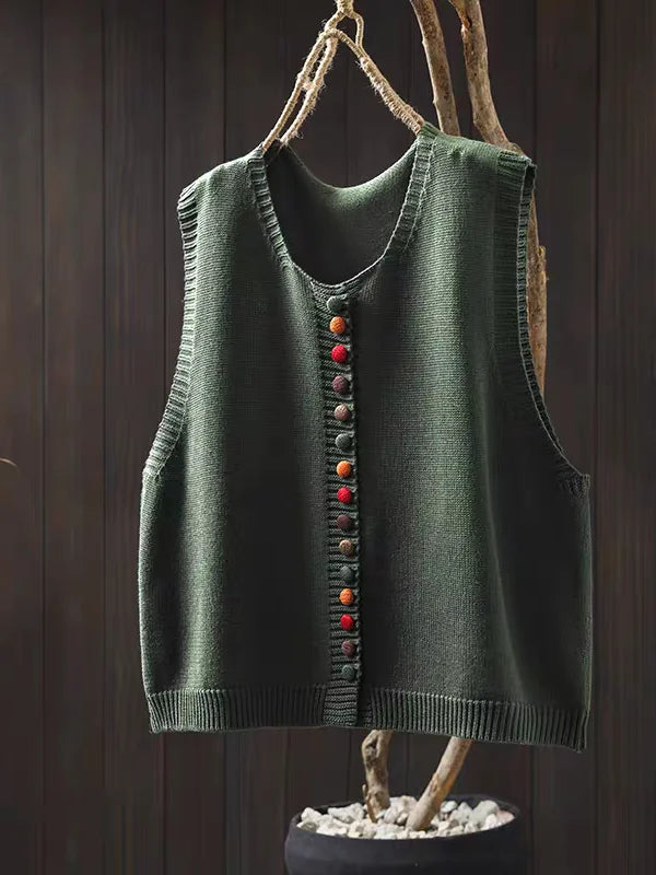 Marielle™ | Knitted Vest with Decorative Buttons