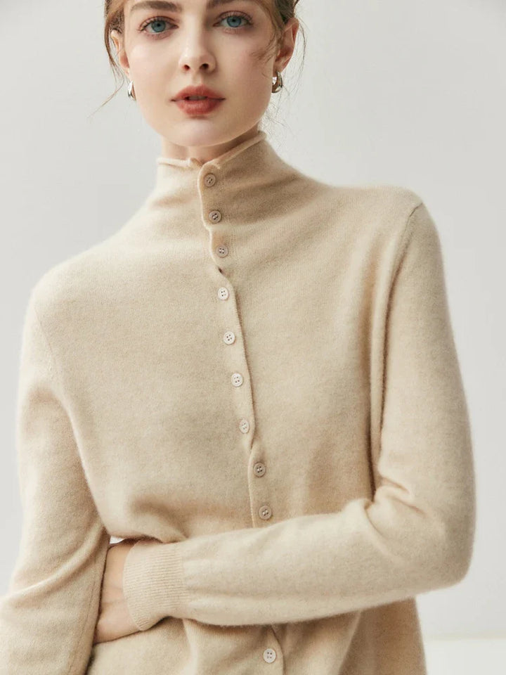 Solène | Cashmere Blend Sweater with Back Button Placket