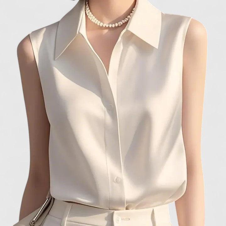 Lindy™ Sleek Minimalist Blouse – Sleeveless Elegance for Everyday Wear