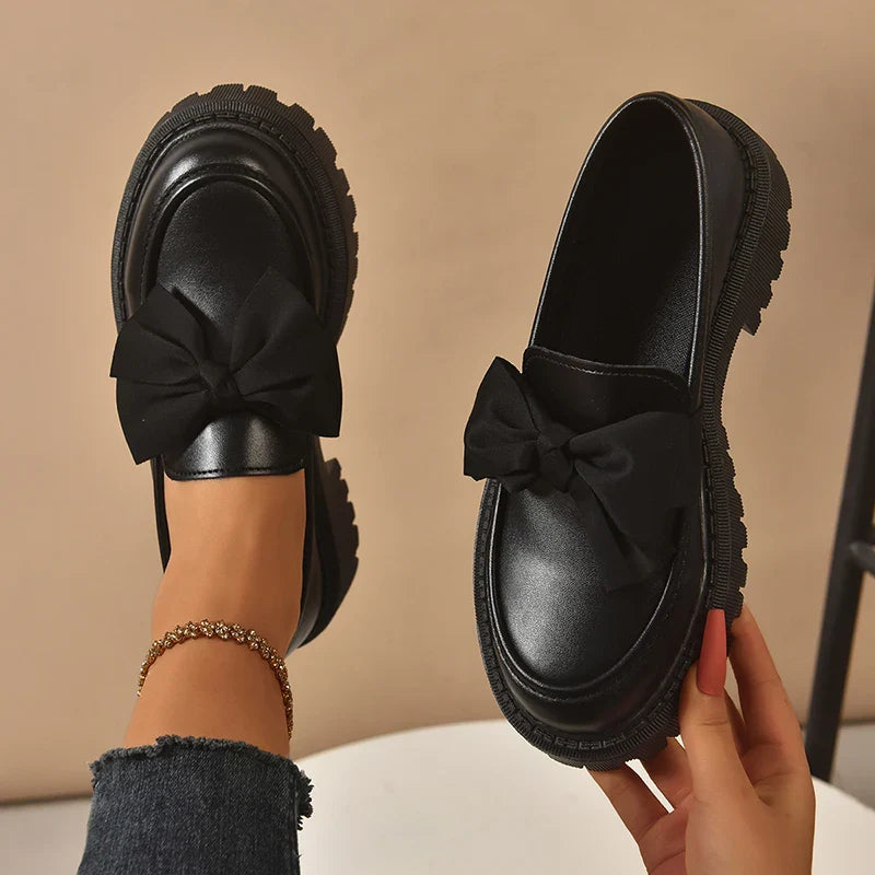 Amira™ | Glossy Bow Platform Loafers
